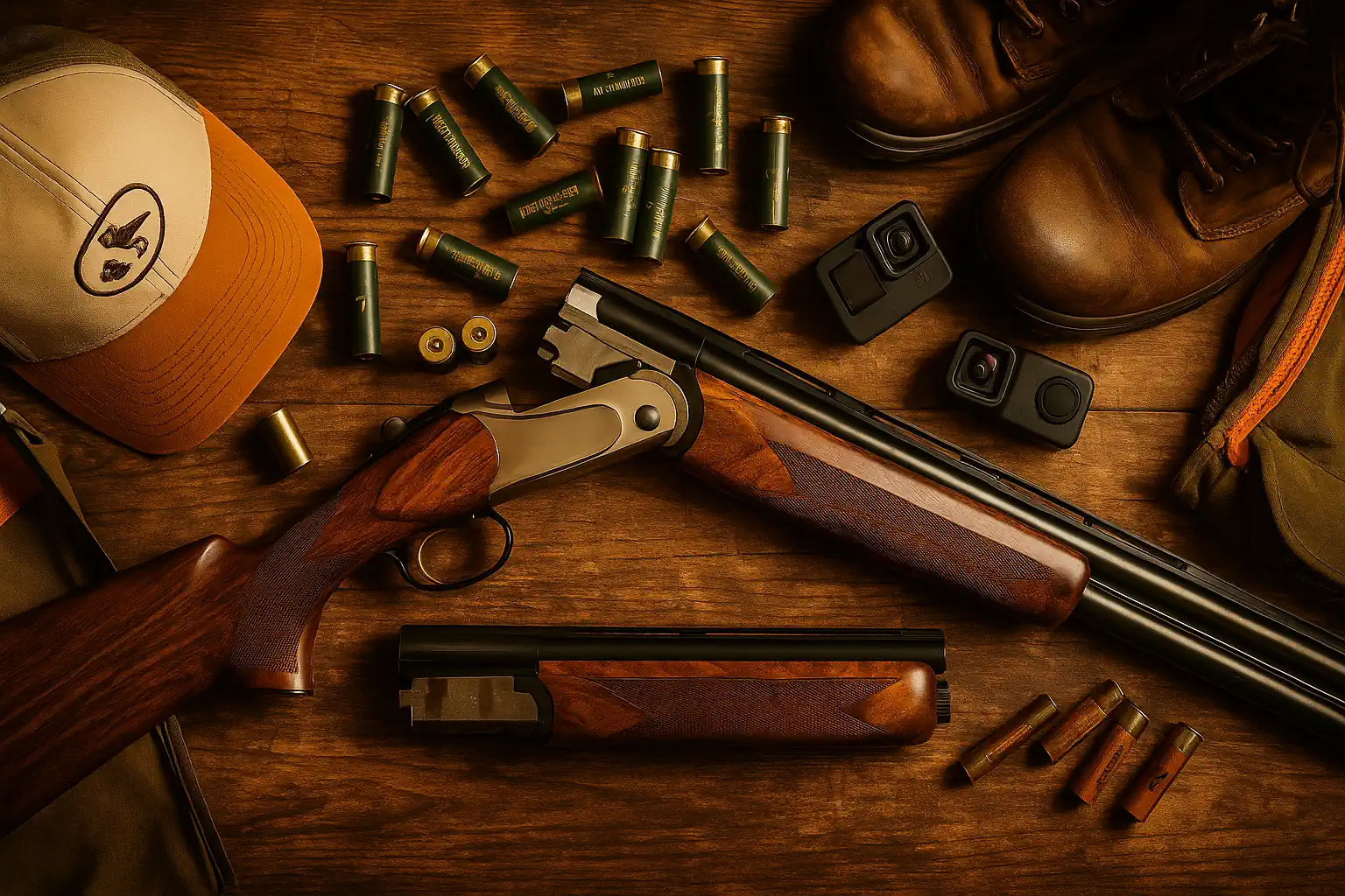 Upland hunting gear laid out for a day in the field